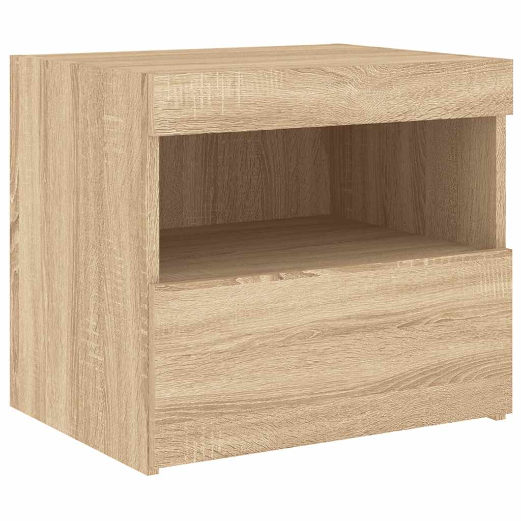 Nachttisch mit LED-Leuchten Sonoma-Eiche 50x40x45 cm